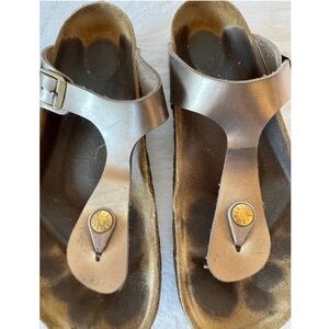 Birkenstock Womens Silver Gizeh Strap Thong Sandals Size 39 US 8.5 9
